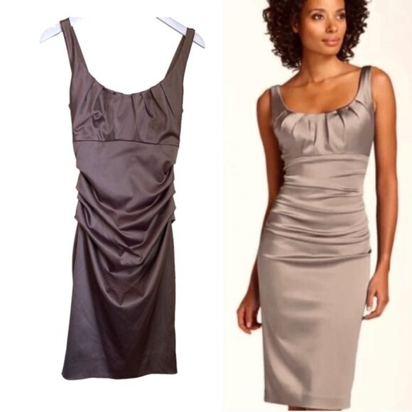 Suzi Chin Cocktail Dress Brown Satin Size 2 - Picture 1 of 11